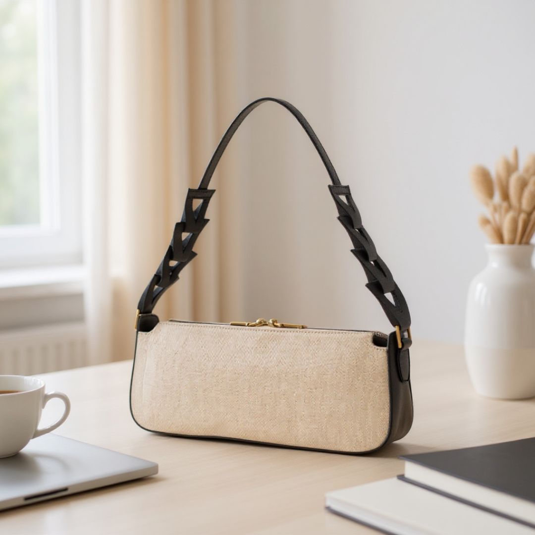 canvas and leather handbag