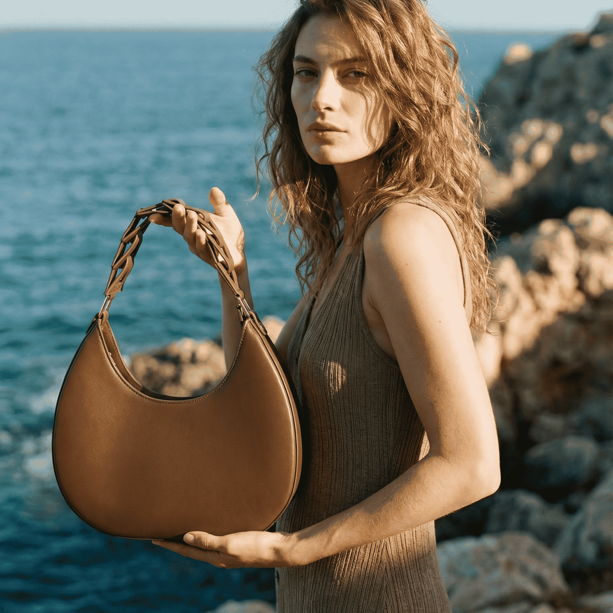 brown leather handbag