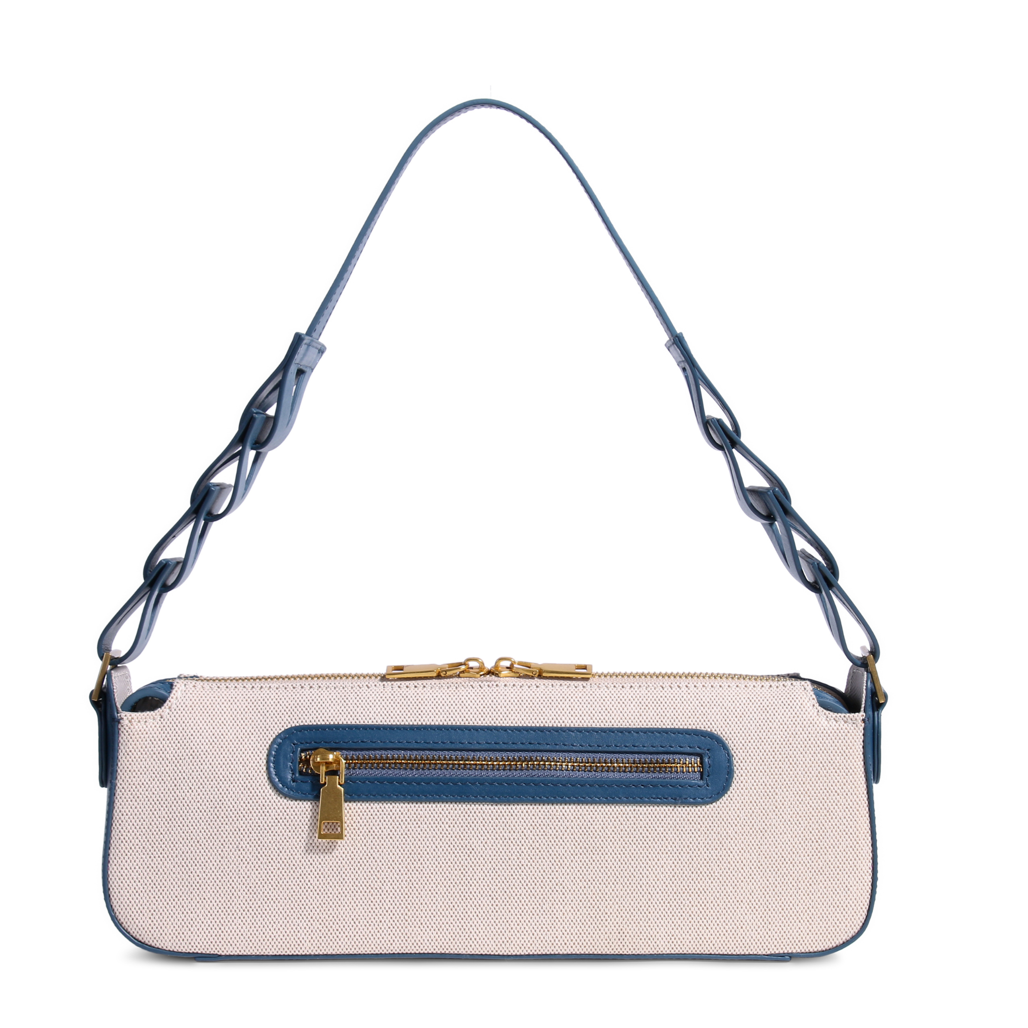 JURGI Mano Bag - Canvas & Dusty Blue Leather – interior view