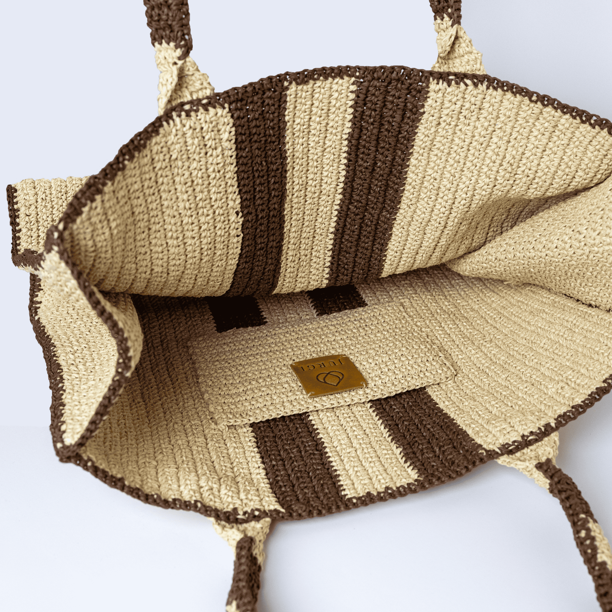 JURGI Riviera Stripe Bag – Brown – lifestyle shot