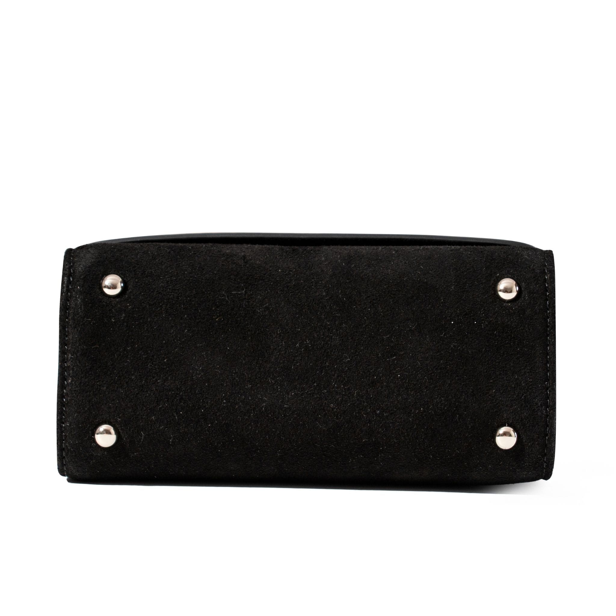 Black Patent Leather & Suede LILI Top Handle Bag