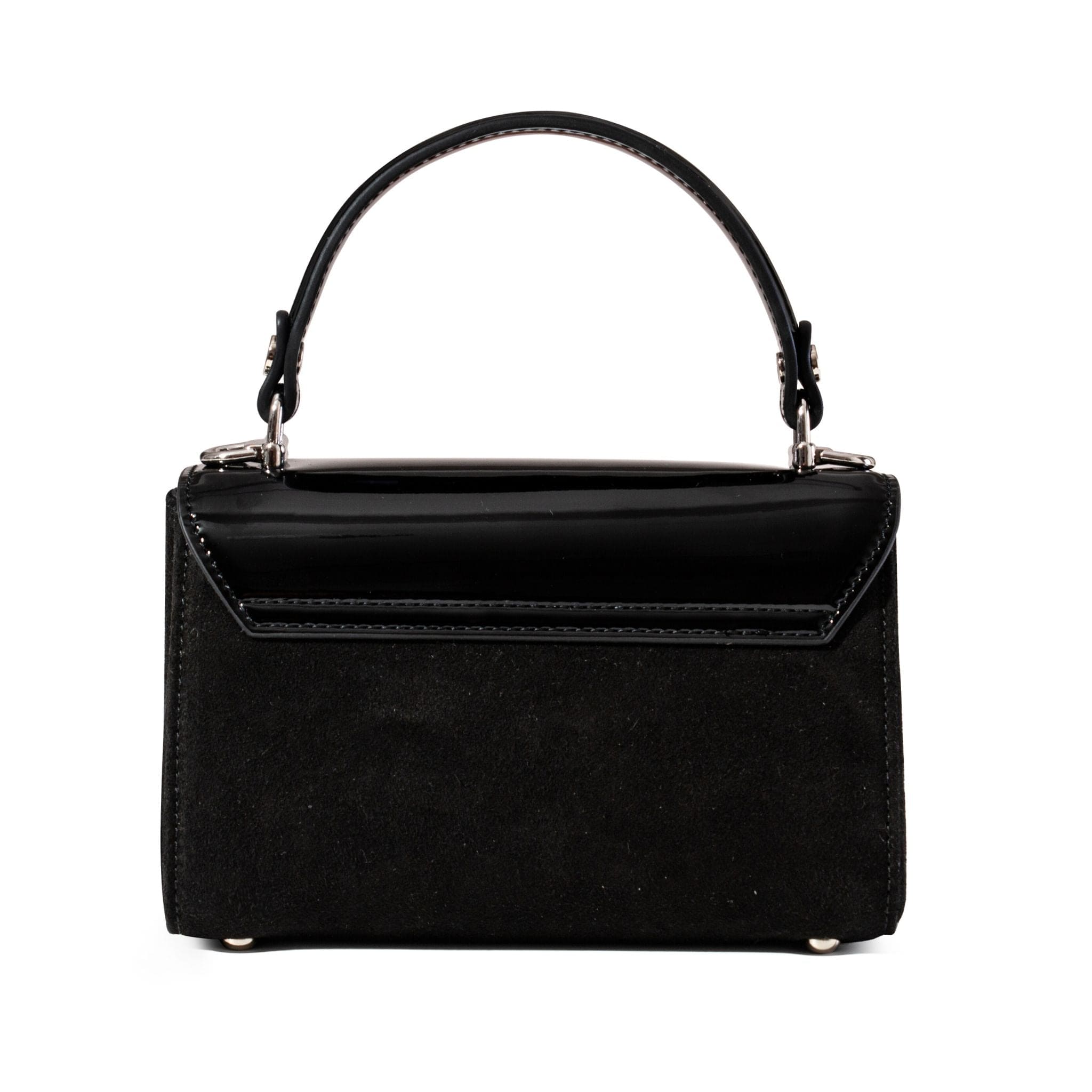 Black Patent Leather & Suede LILI Top Handle Bag