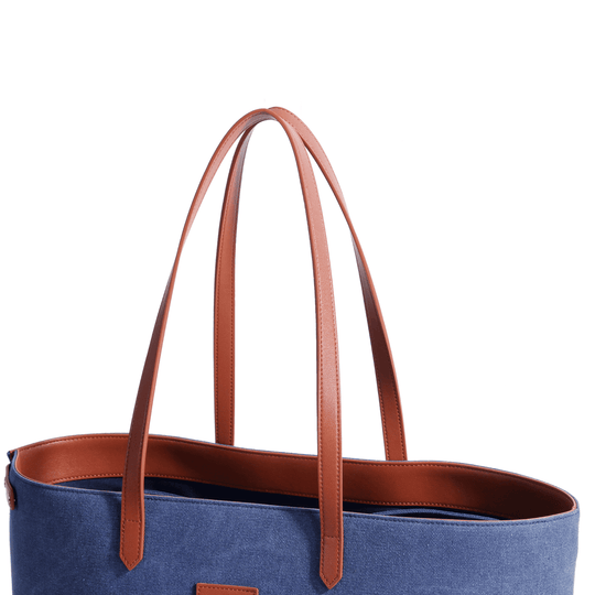 Tennis Tote Bag – Navy Canvas & Leather