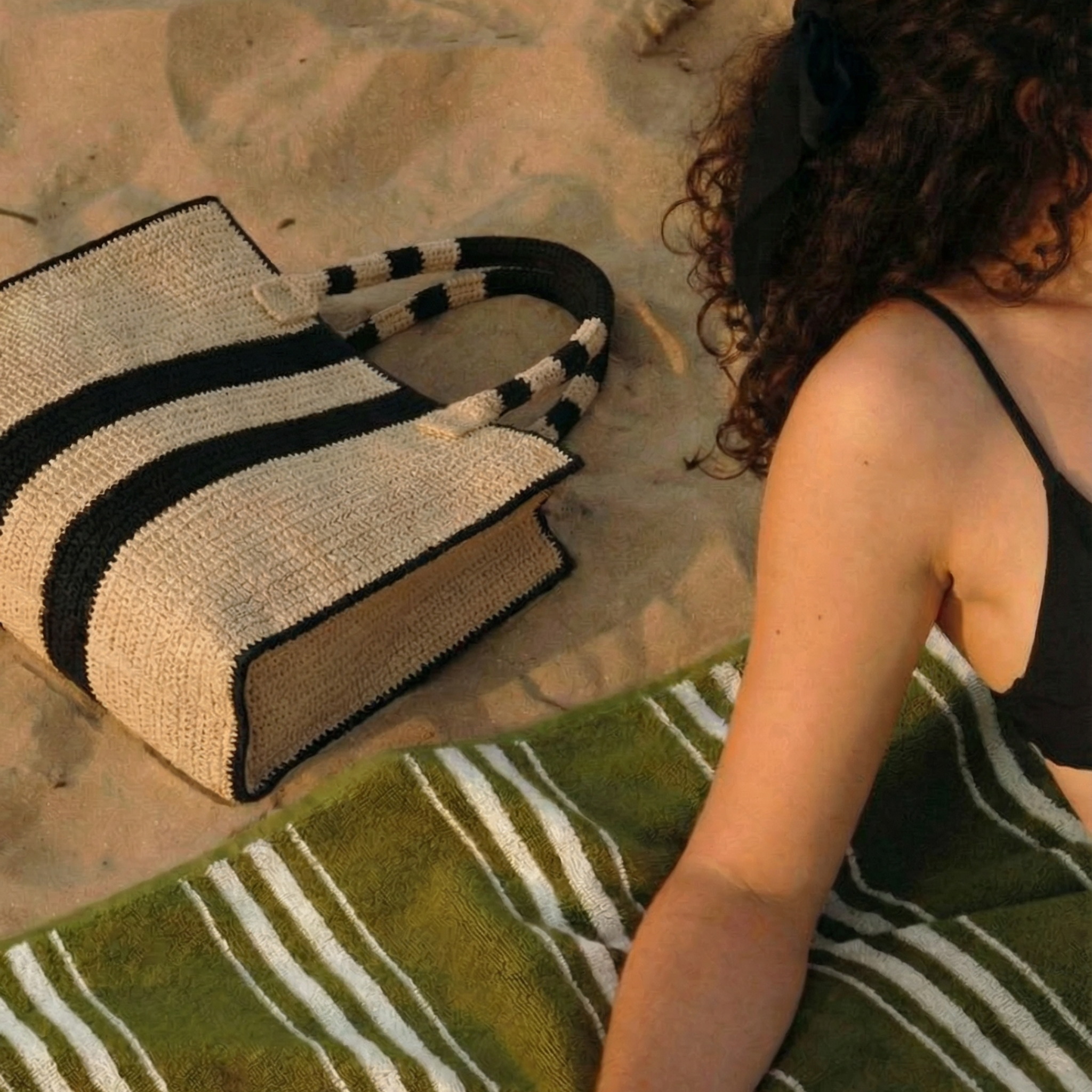 Riviera Stripe Bag – Black