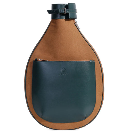Tennis Backpack -  Canvas & Green Leather