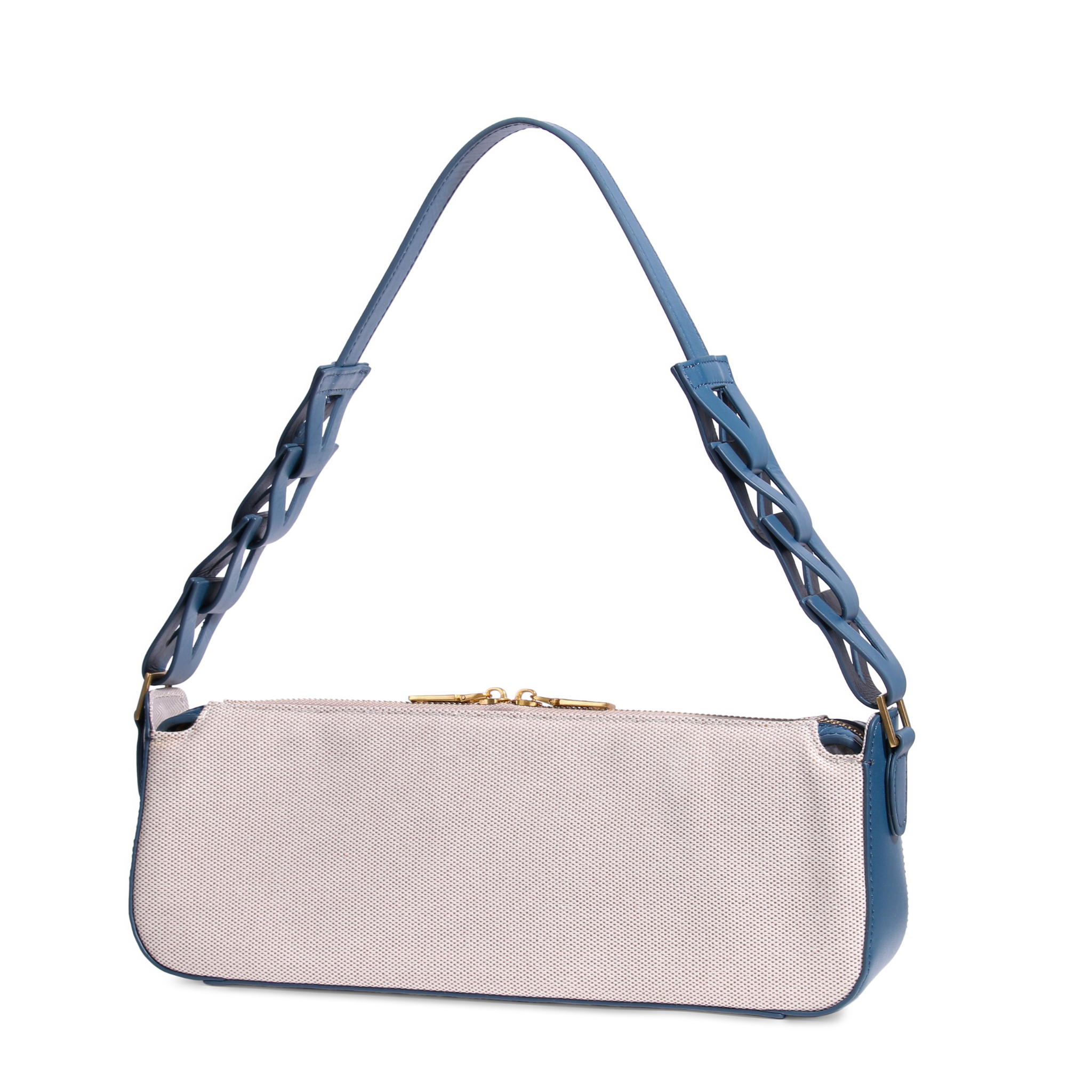 JURGI Mano Bag - Canvas & Dusty Blue Leather – handmade leather handbag