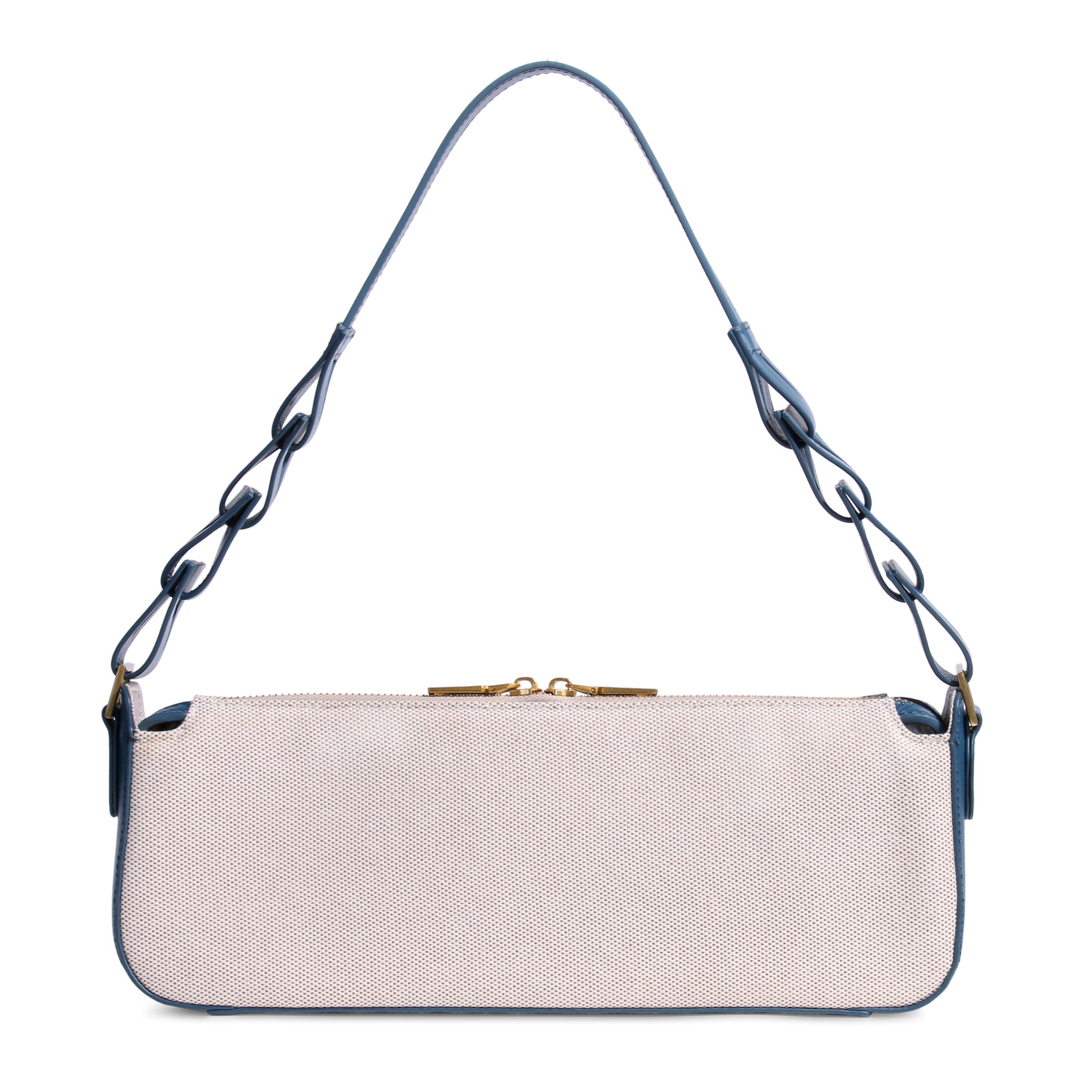 JURGI Mano Bag - Canvas & Dusty Blue Leather – lifestyle shot