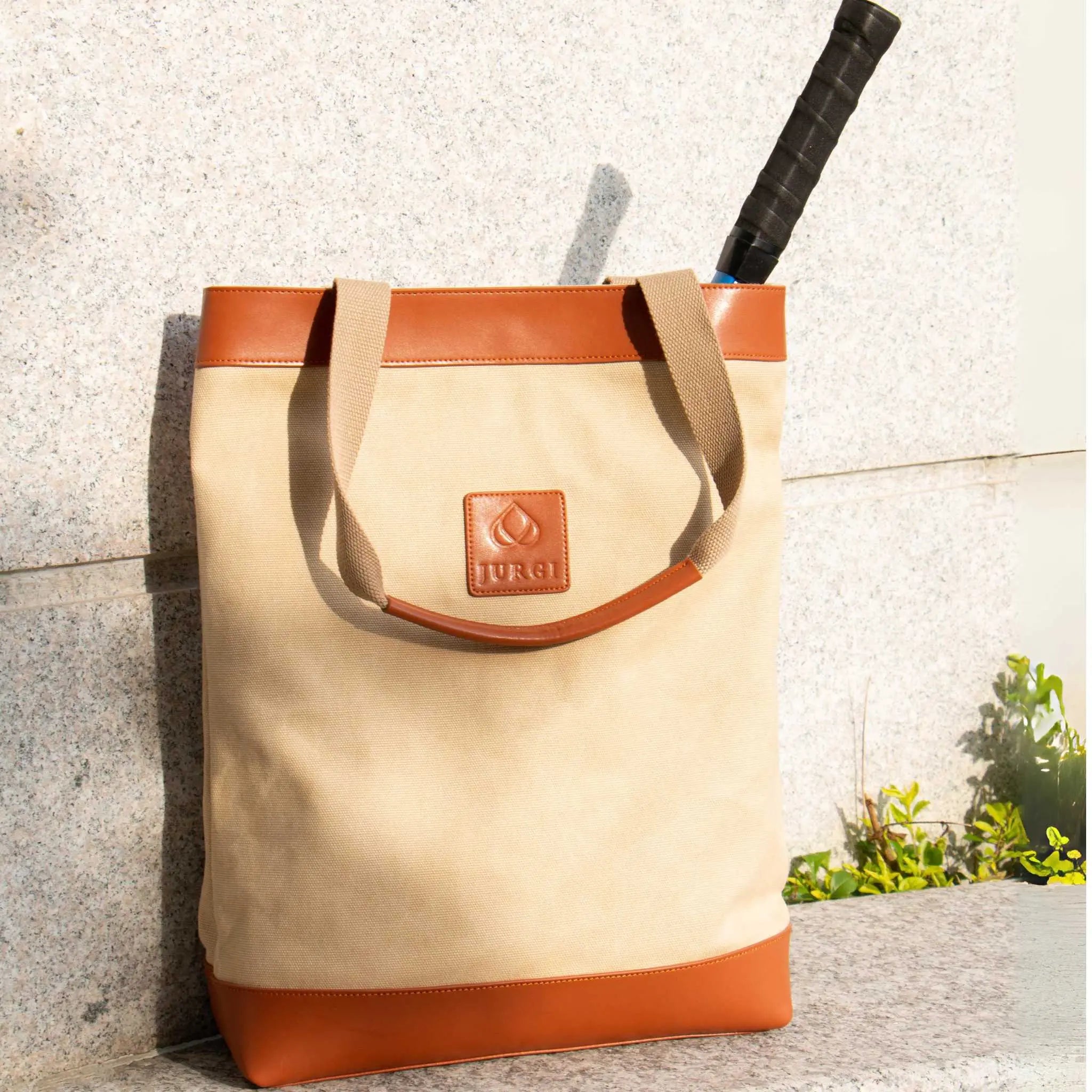 Real canvas and real brown leather tote bag for everything