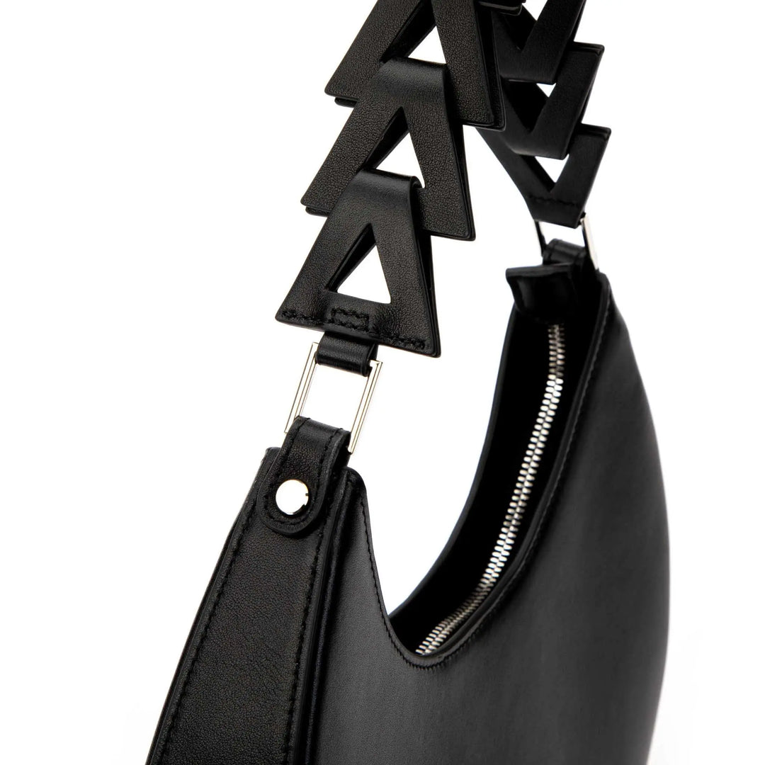 genuine leather shoulder bag geometric detail handle