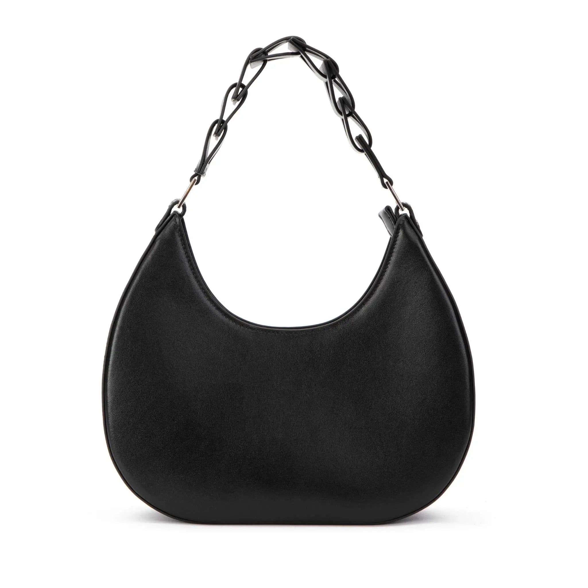 Black real leather shoulder bag