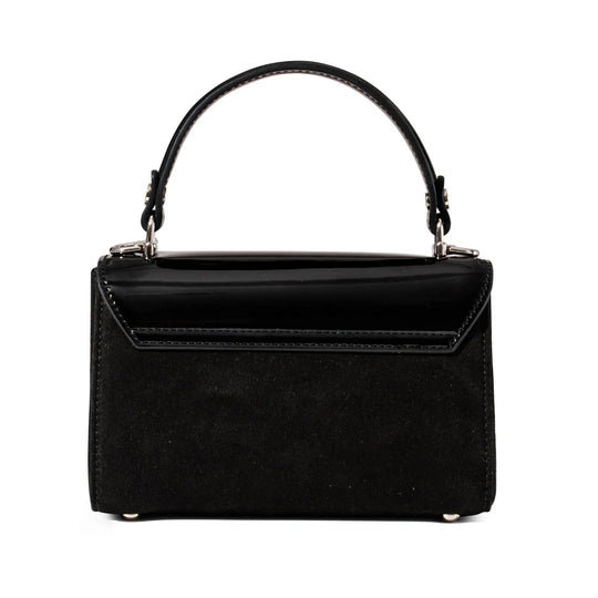 Black Patent Leather & Suede LILI Top Handle Bag - JURGI Designs
