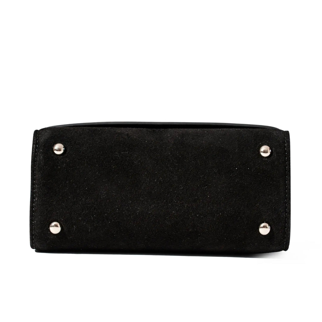 Black Patent Leather & Suede LILI Top Handle Bag - JURGI Designs