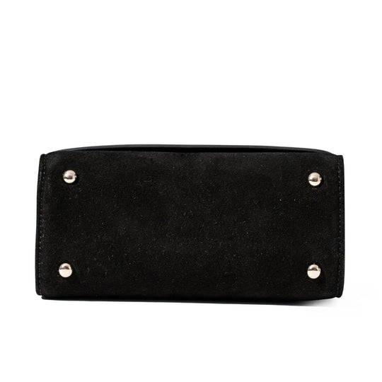 Black Patent Leather & Suede LILI Top Handle Bag - JURGI Designs