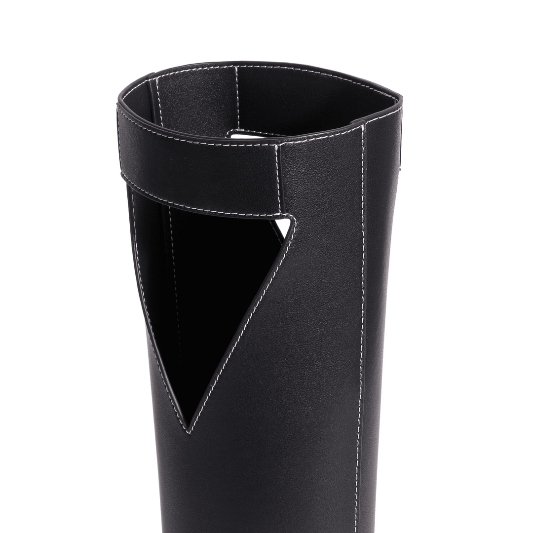 Black wine tote with secure leather handle