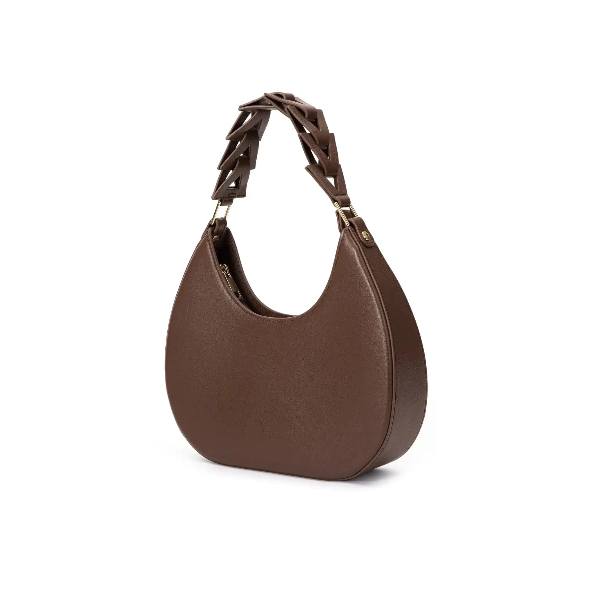 Brown real leather shoulder bag