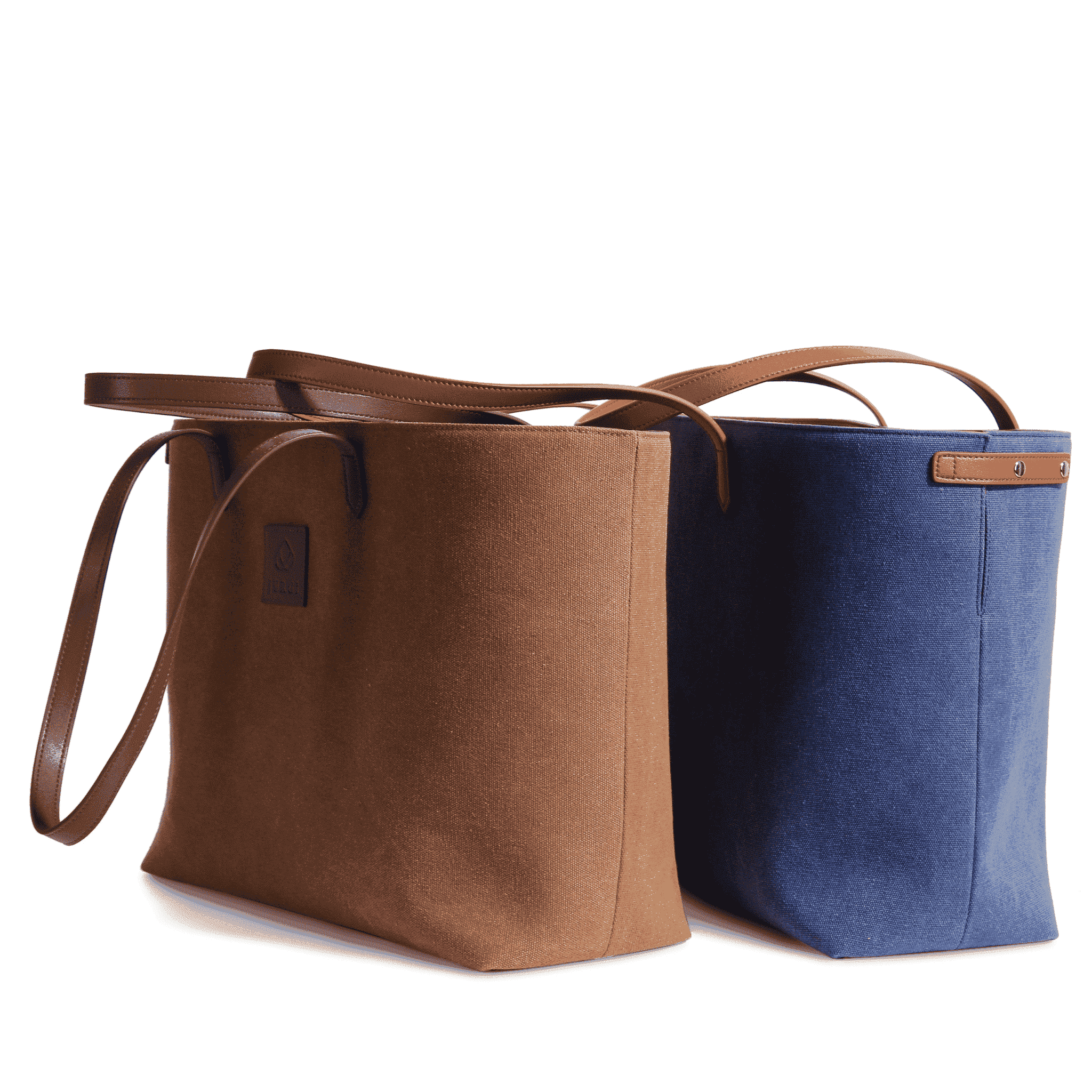 Brown and navy totes