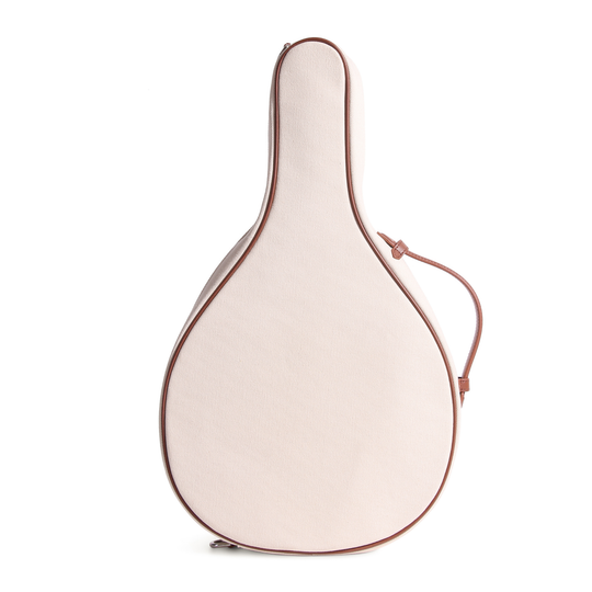 Padel racket case in natural canvas with brown leather accents