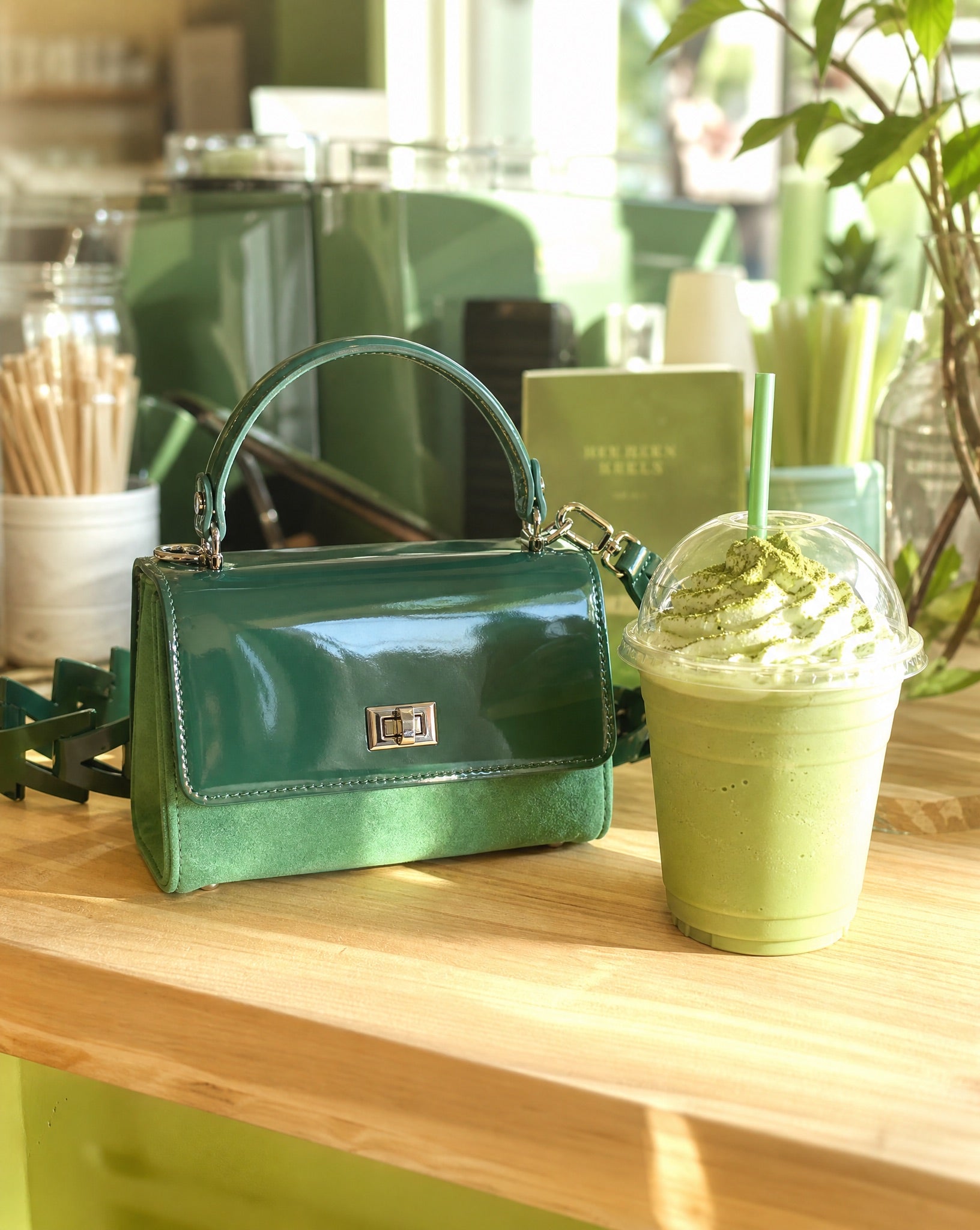 Lili Bag - Emerald Patent & Suede