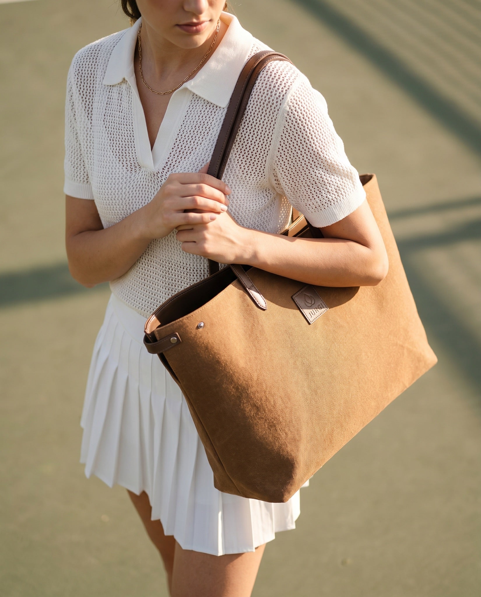 Tennis / Padel Tote Bag – Camel Canvas & Leather