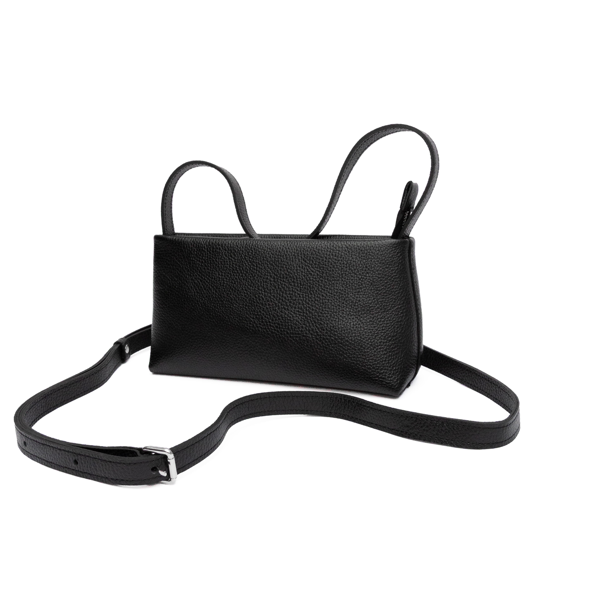 JURGI Kaita multi-way pebbled leather bag in black – real leather, view 3