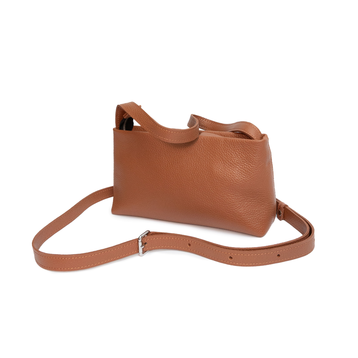 JURGI Kaita multi-way pebbled leather bag in cognac – real leather, view 2