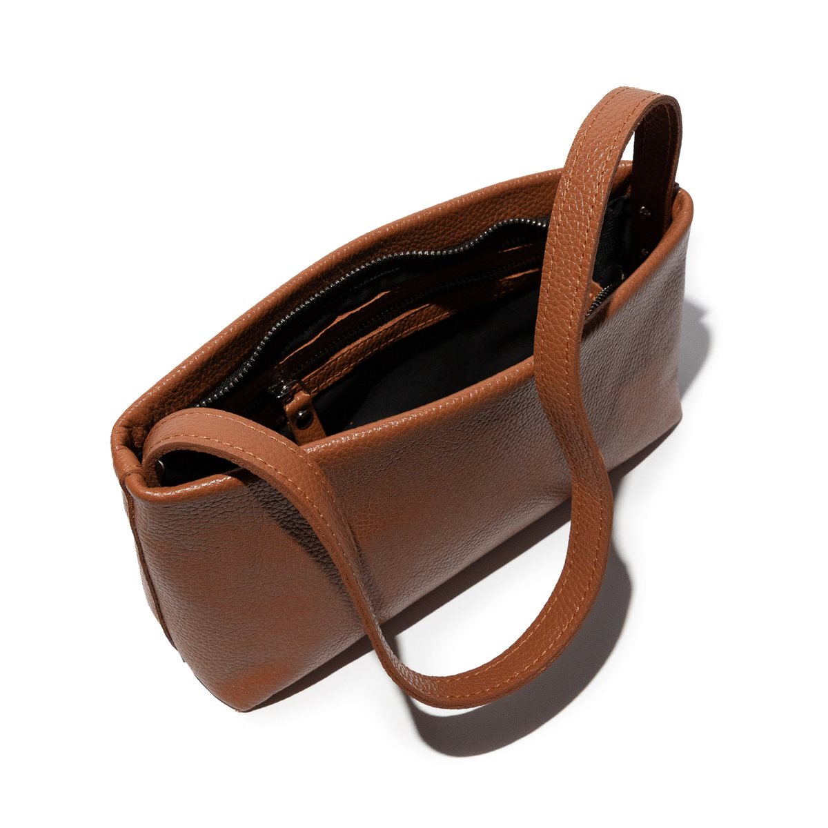 JURGI Kaita multi-way pebbled leather bag in cognac – real leather, view 5
