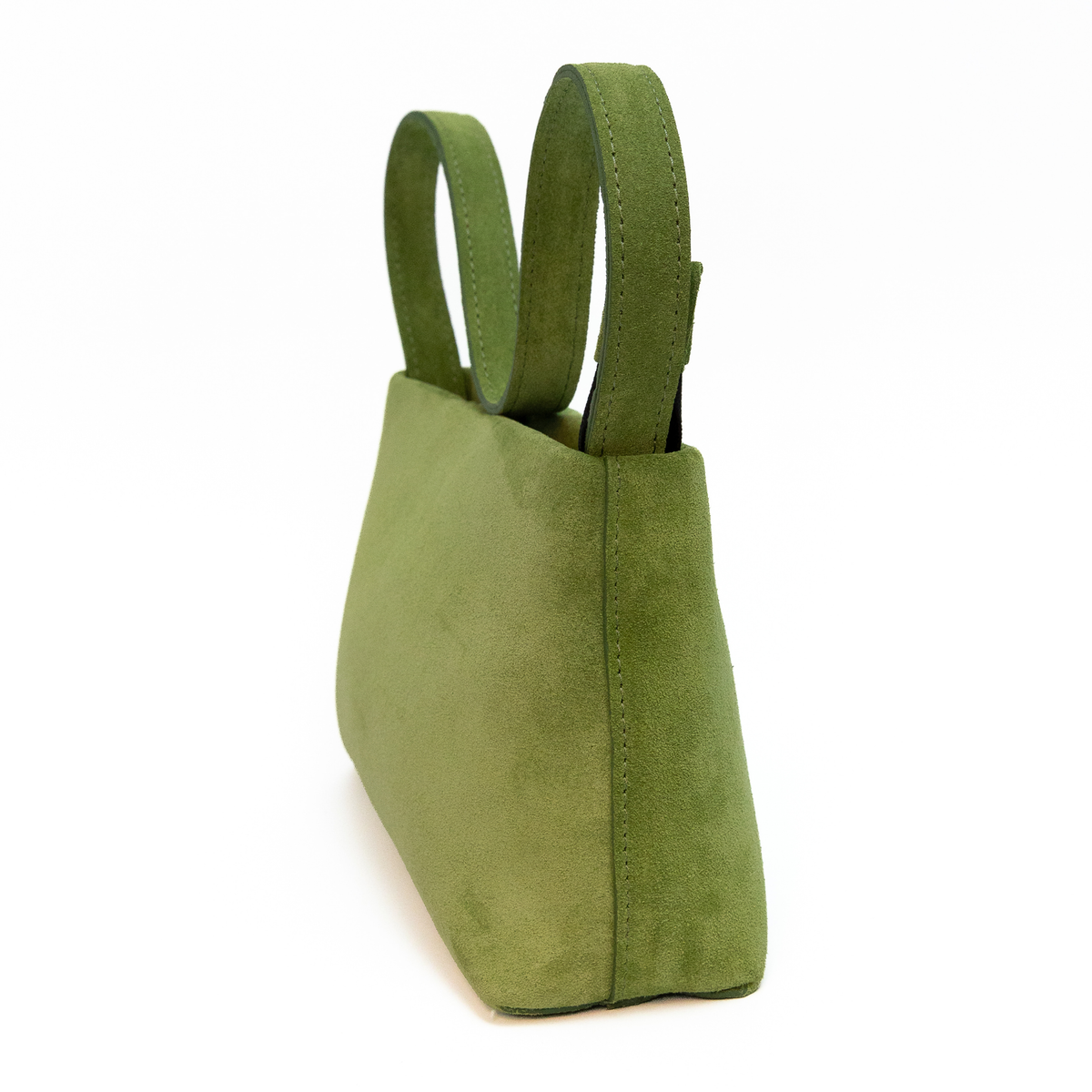 JURGI Kaita multi-way suede bag in green – real suede handbag, view 4