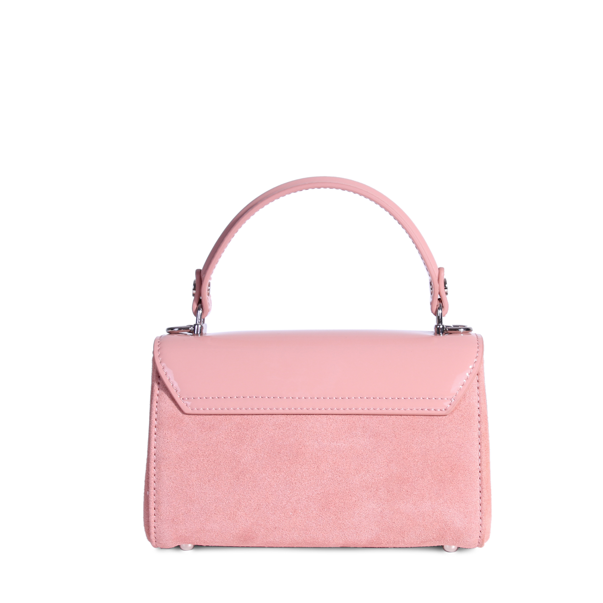 Rose patent leather and suede Lili Bag by JURGI – side profile view