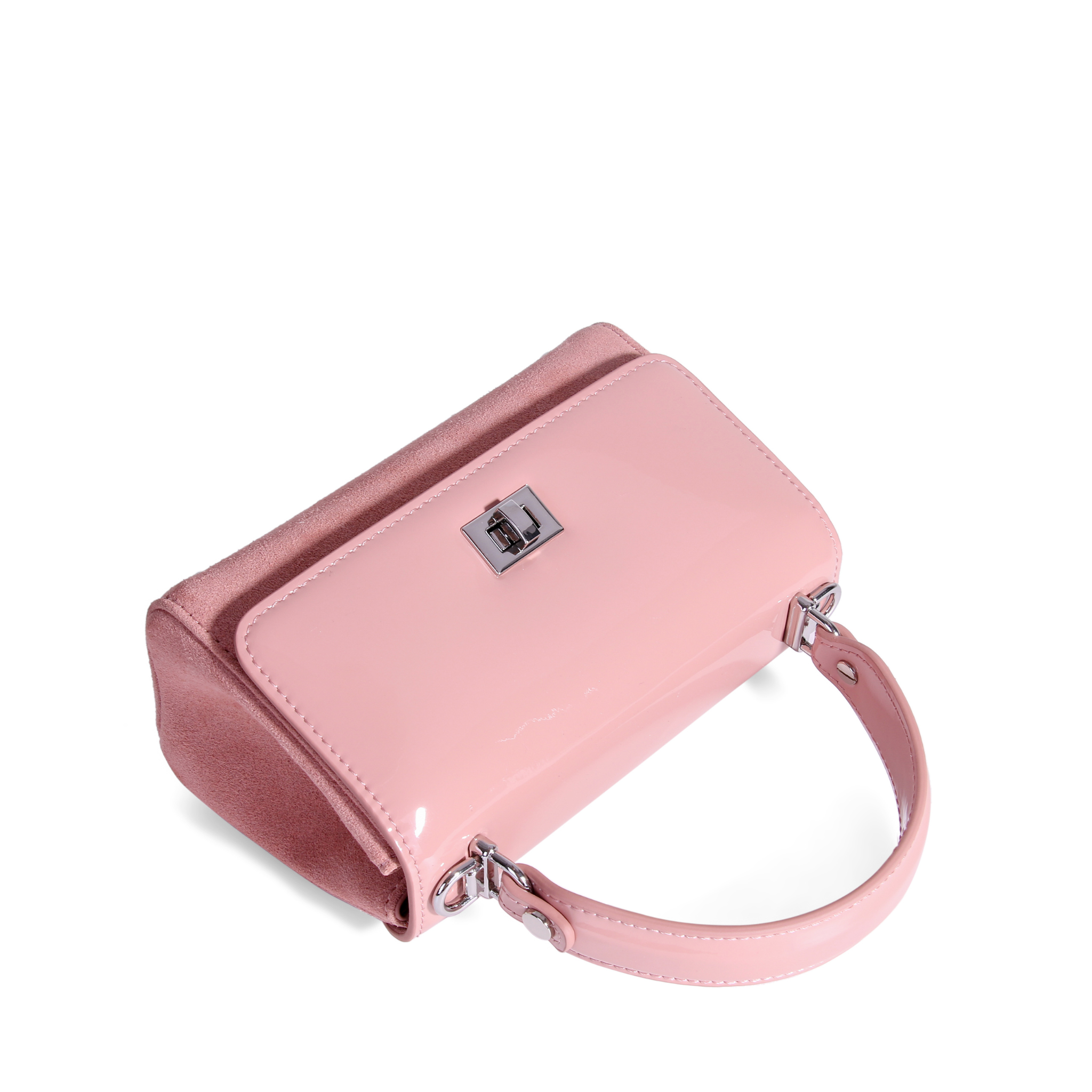 Soft rose Lili Bag with patent leather strap – JURGI luxury handbag
