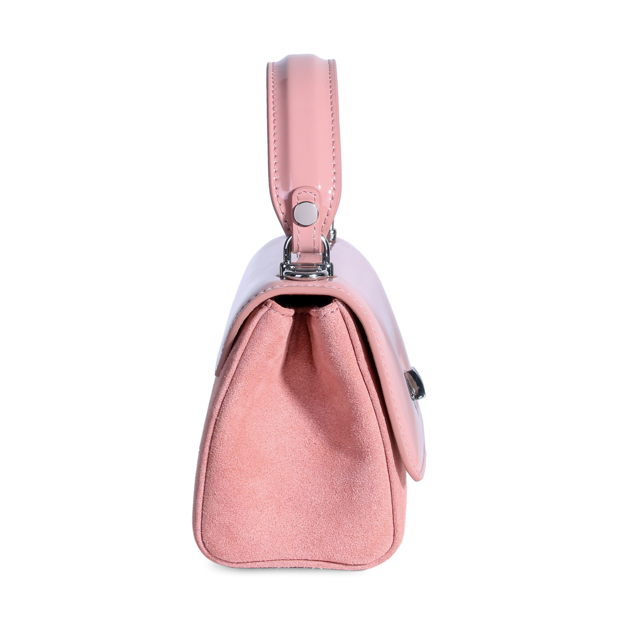 JURGI Lili Bag rose – silver stud feet and suede base detail