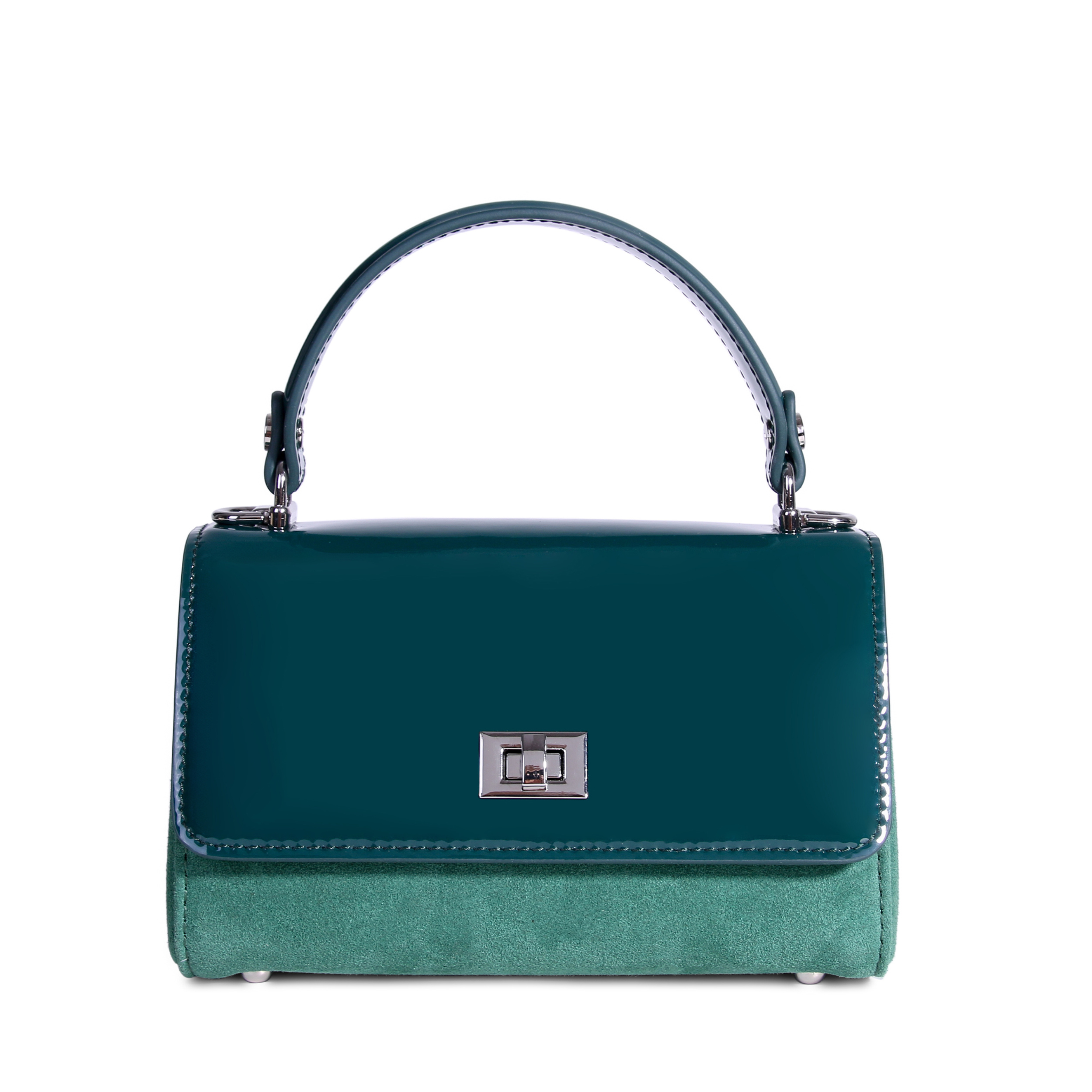 Deep green Lili Bag with patent leather strap – JURGI designer handbag
