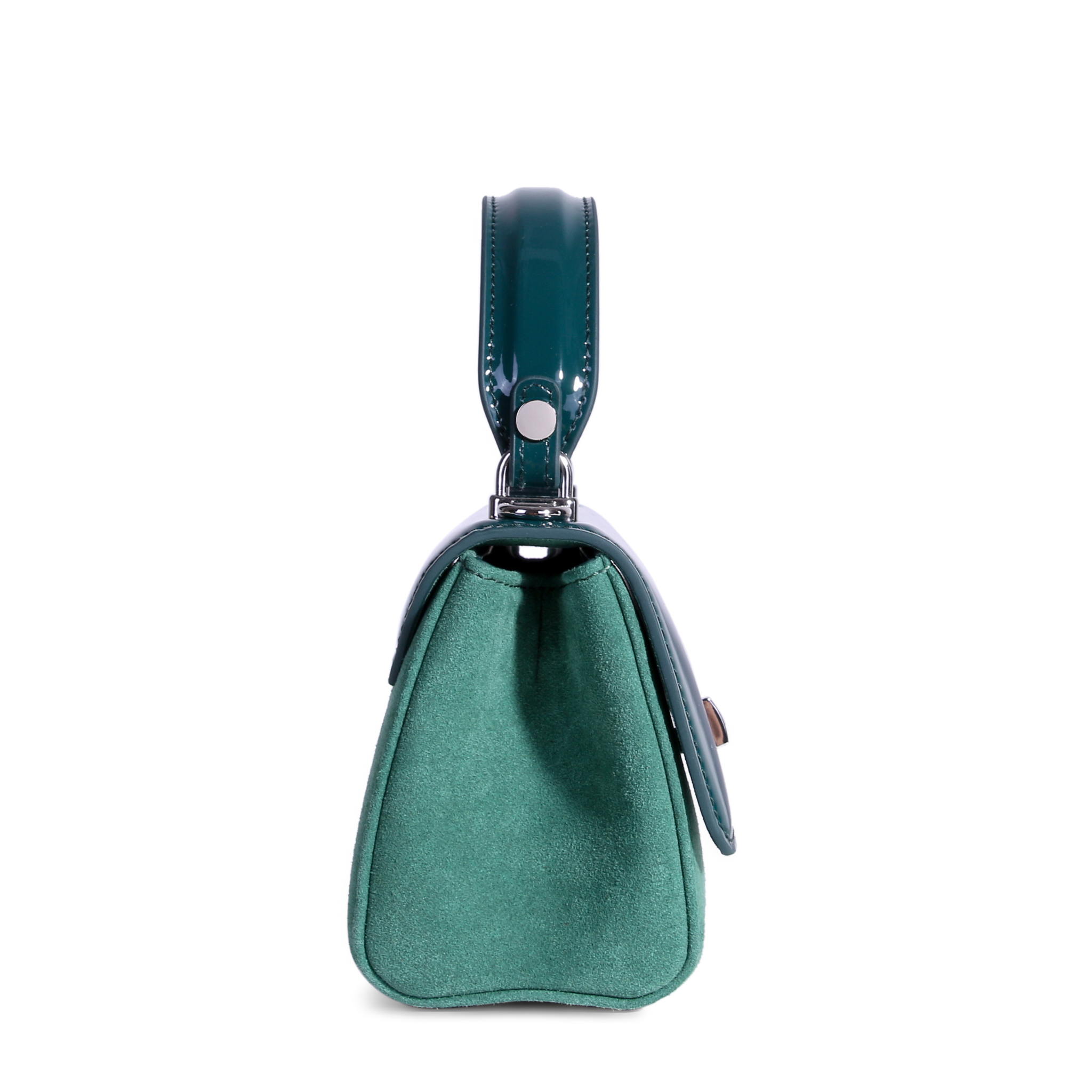 JURGI emerald patent and suede Lili Bag – structured luxury handbag