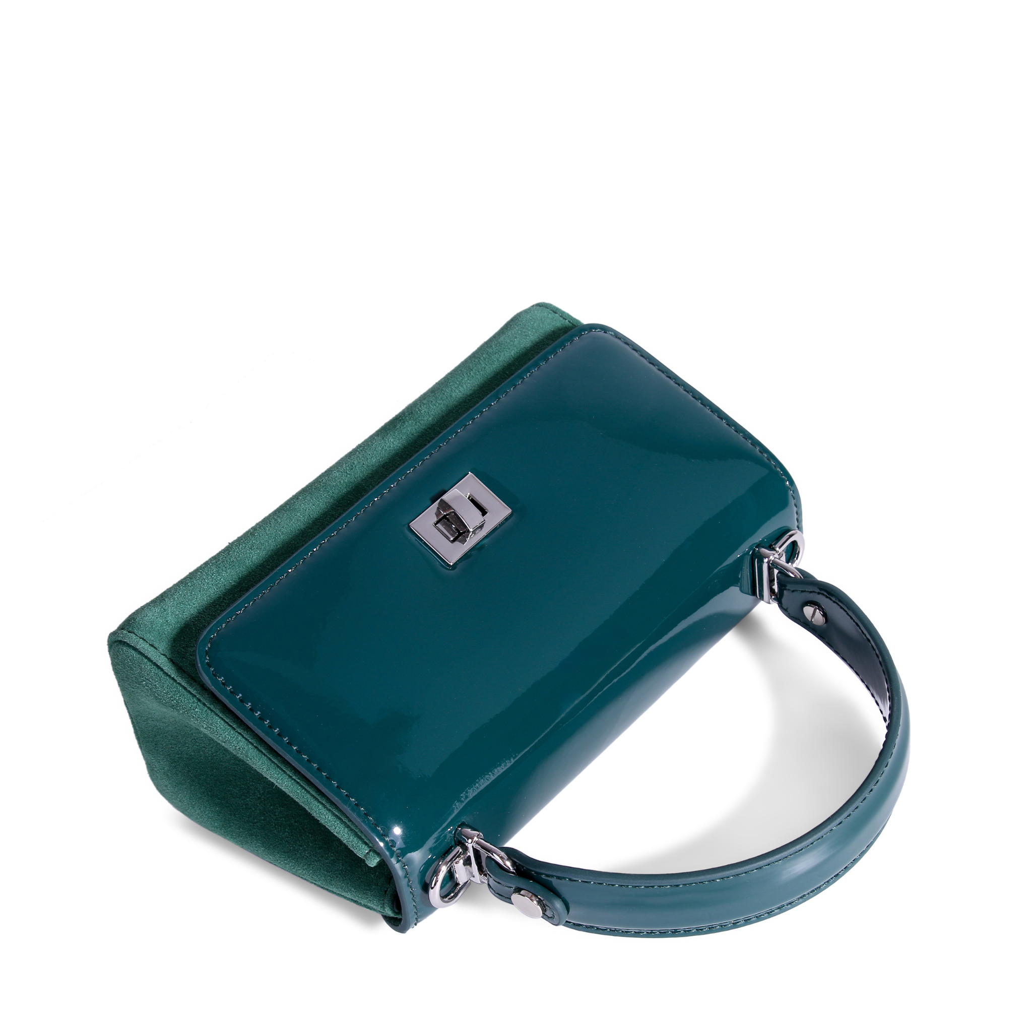 Emerald patent leather and suede Lili Bag by JURGI – side view