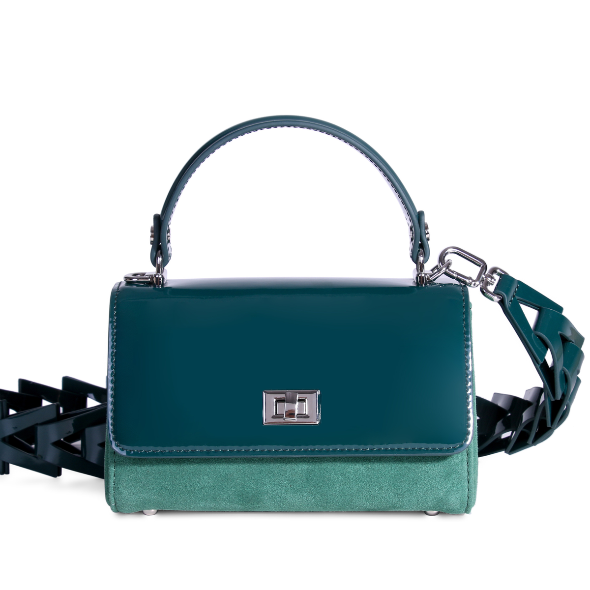 バッグ emerald Emerald Patent Leather & Suede Handbag | JURGI