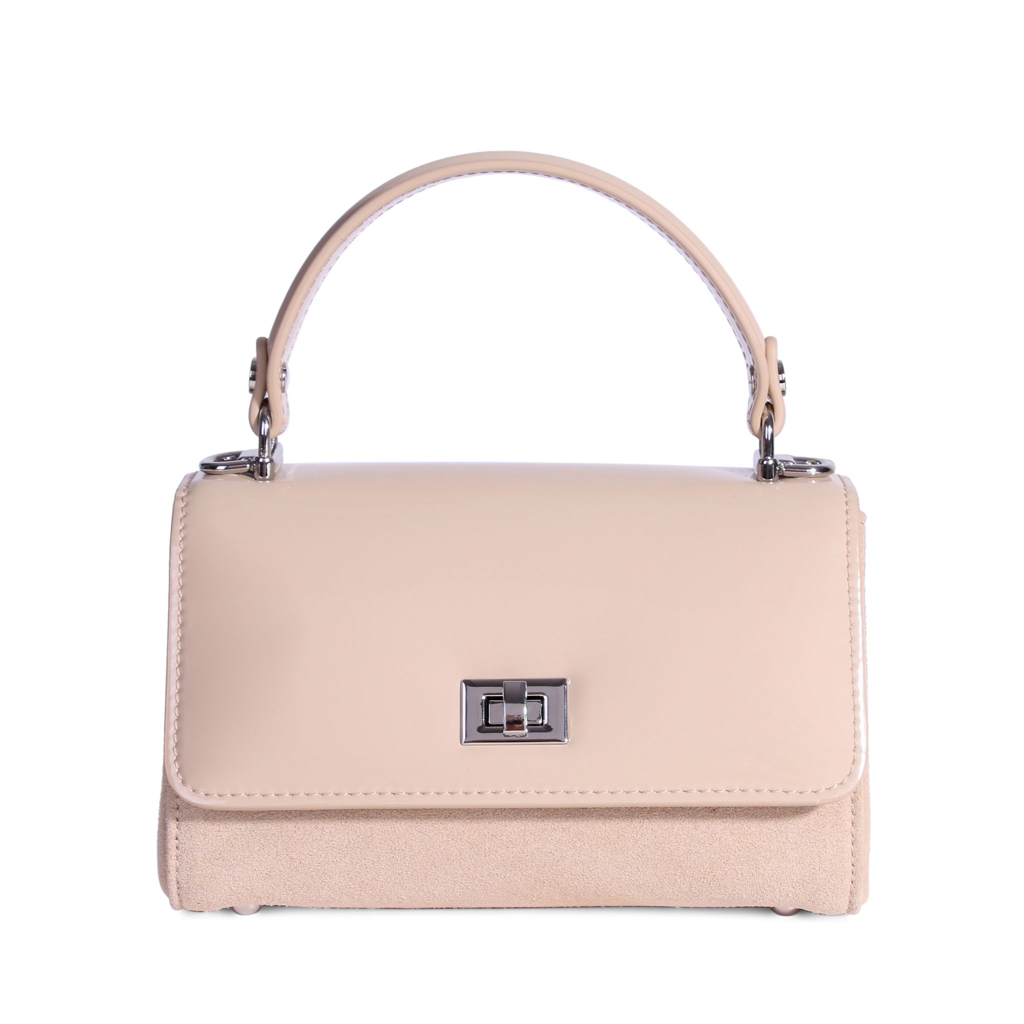 JURGI Lili Bag sand – silver stud feet and suede base detail