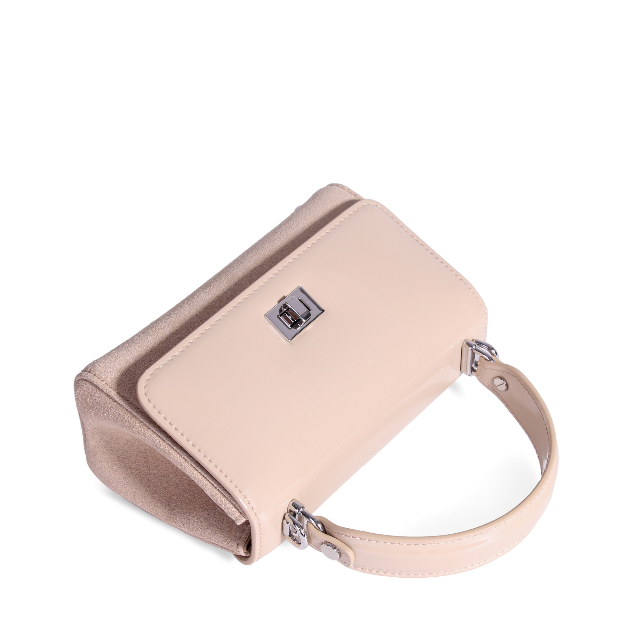 Warm sand Lili Bag with patent leather strap – JURGI timeless handbag
