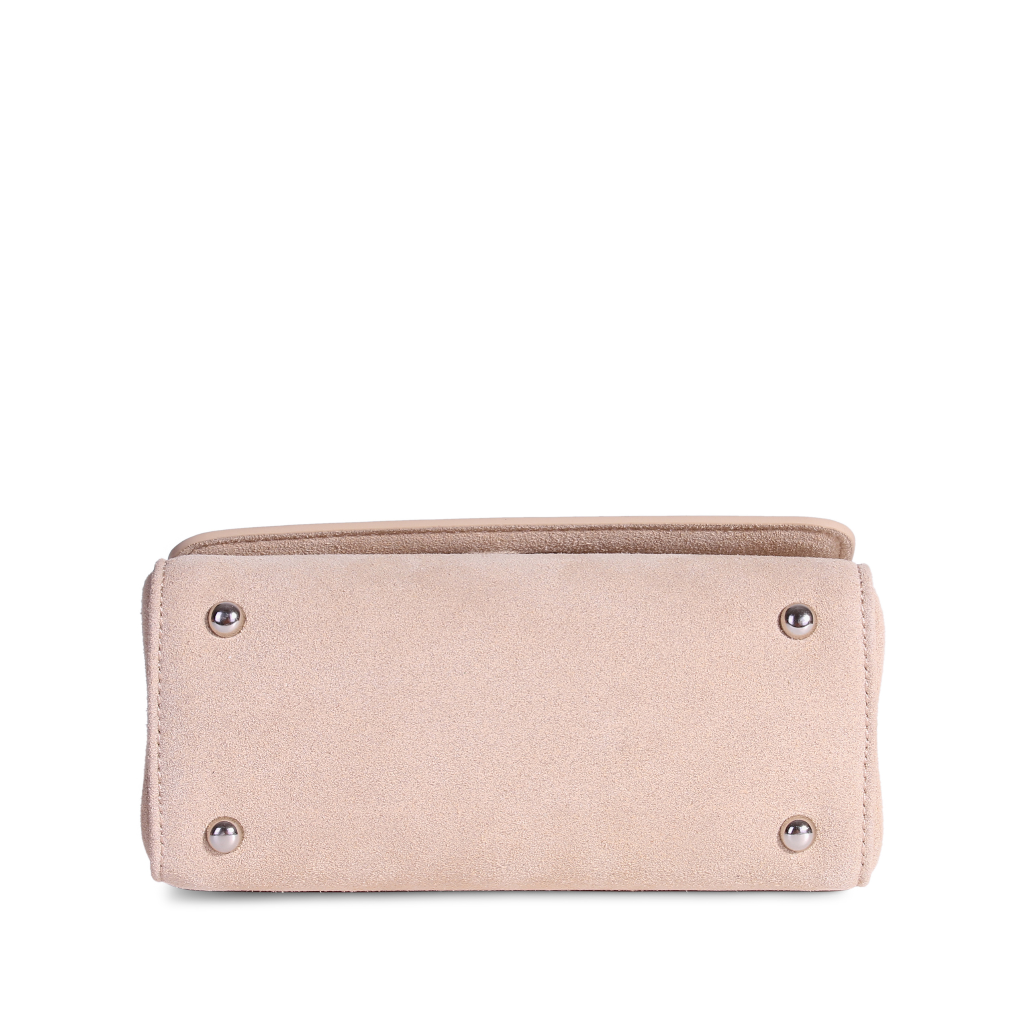 Lili Bag open interior – sand patent leather and suede with cotton lining