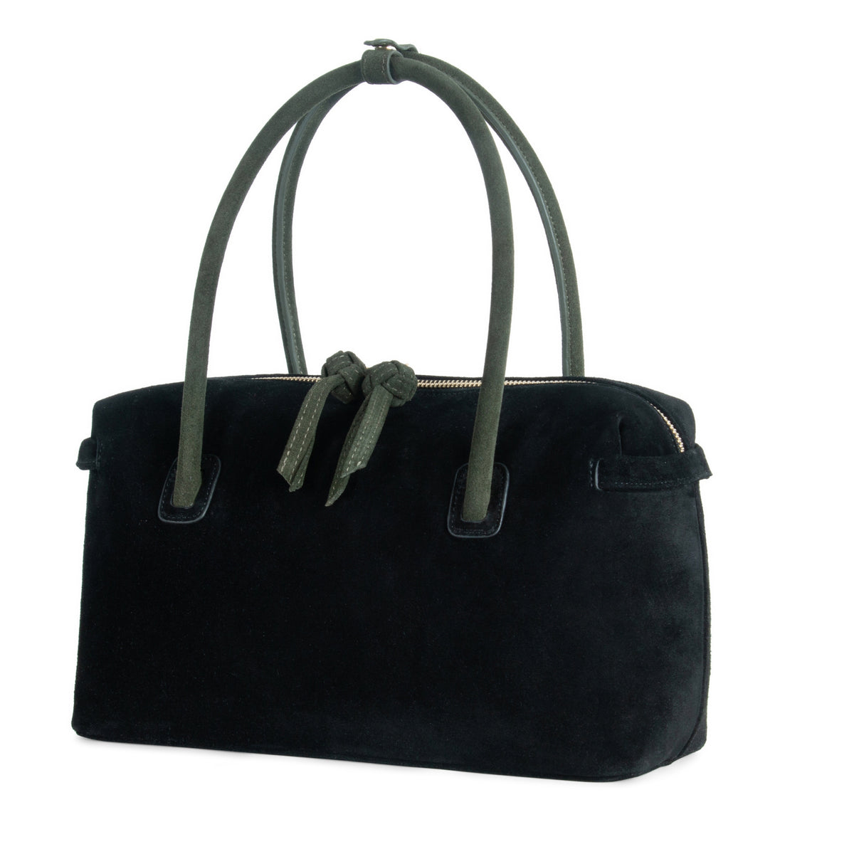 Rasa Suede Bag — Black & Olive
