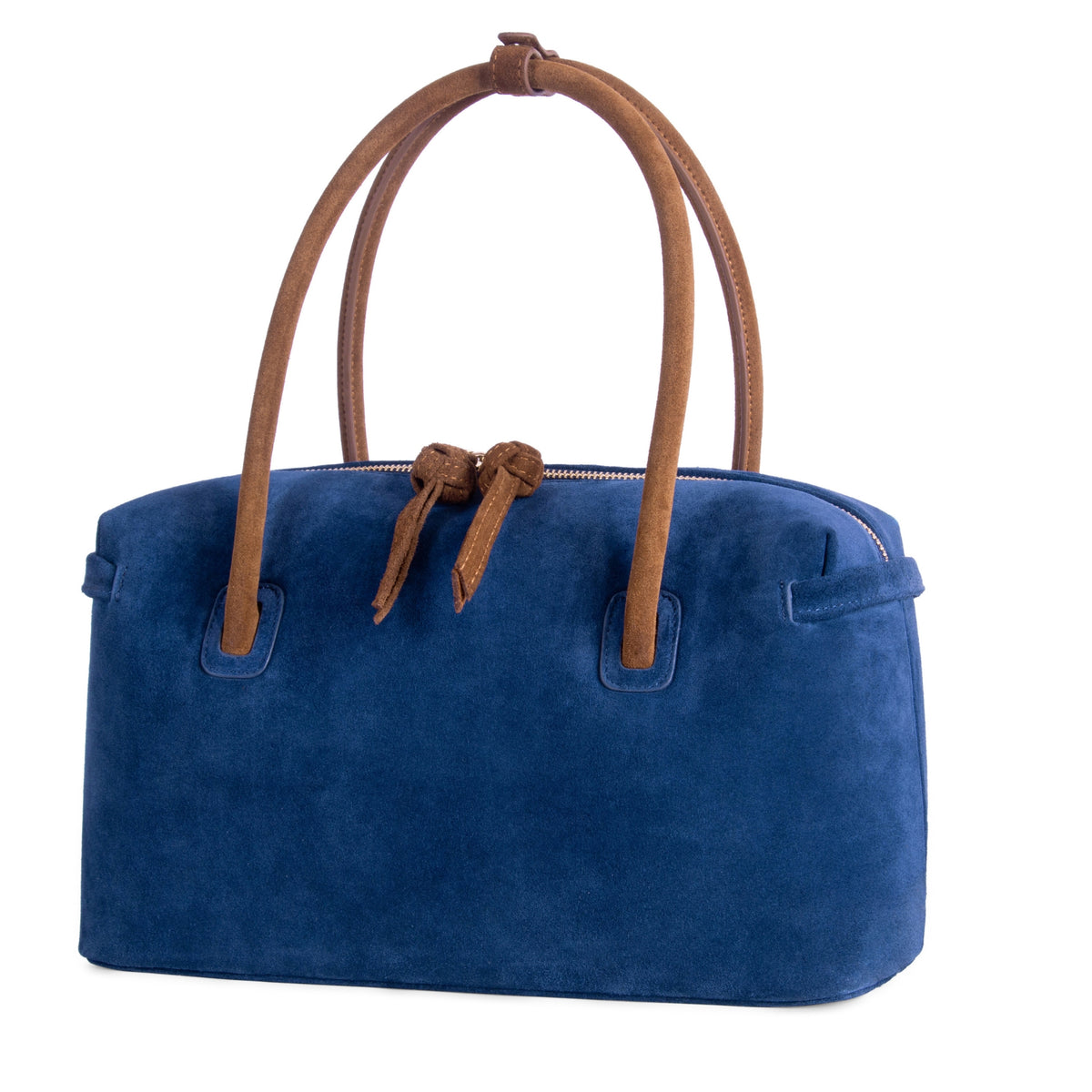 Rasa Suede Bag — Navy & Cognac