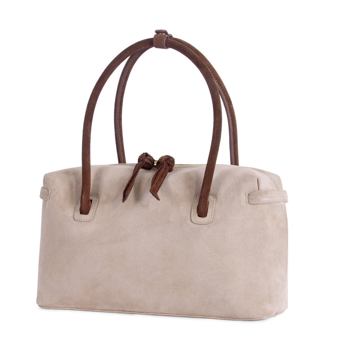 Rasa Suede Bag — Beige & Brown