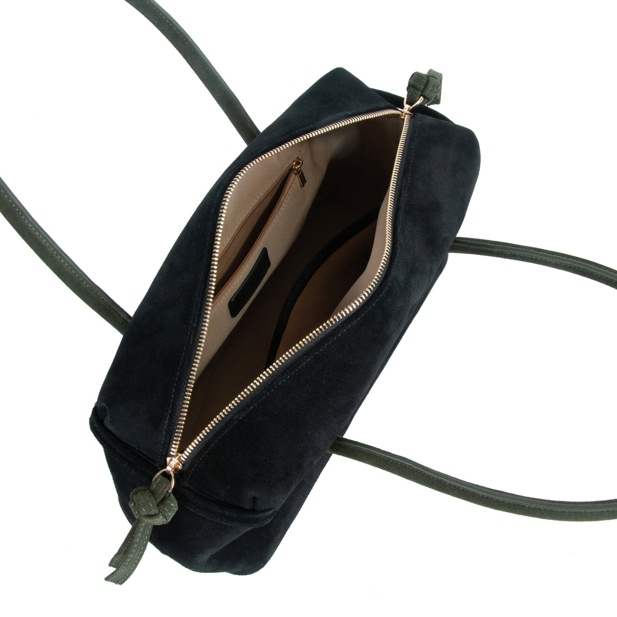 Rasa Suede Bag — Black & Olive