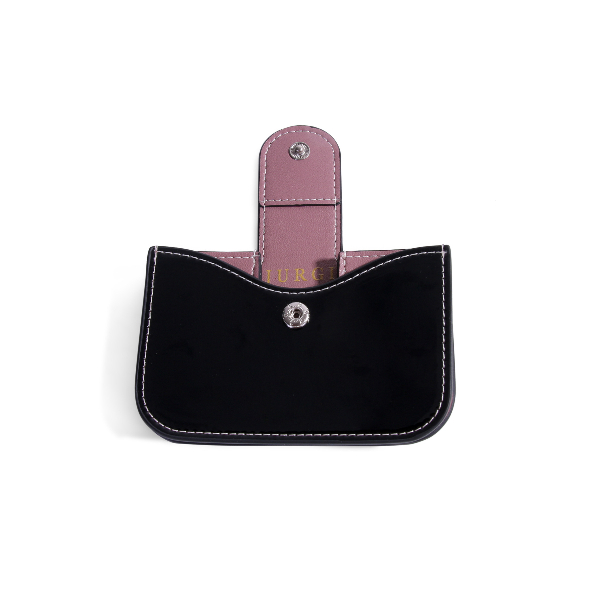 Lili Patent Leather Accordion Wallet – Black and Dark Purple