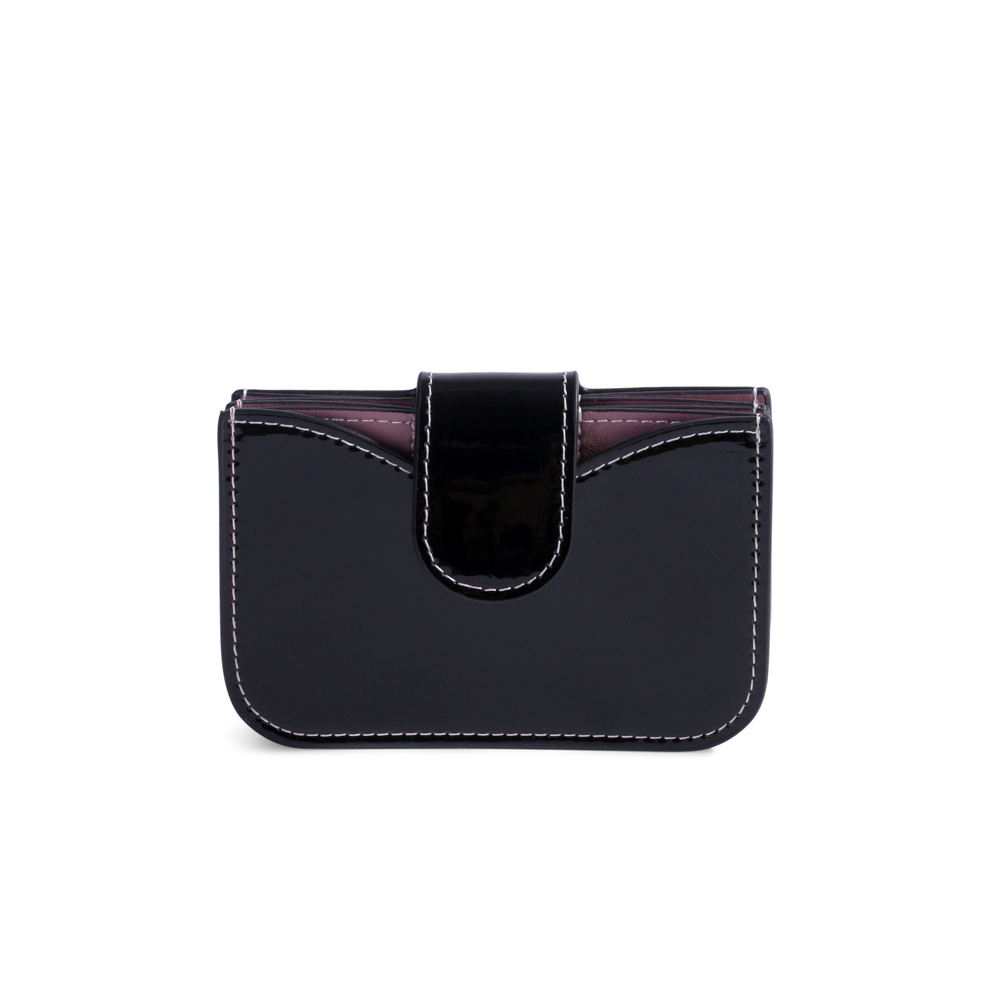 Lili Patent Leather Accordion Wallet – Black and Dark Purple