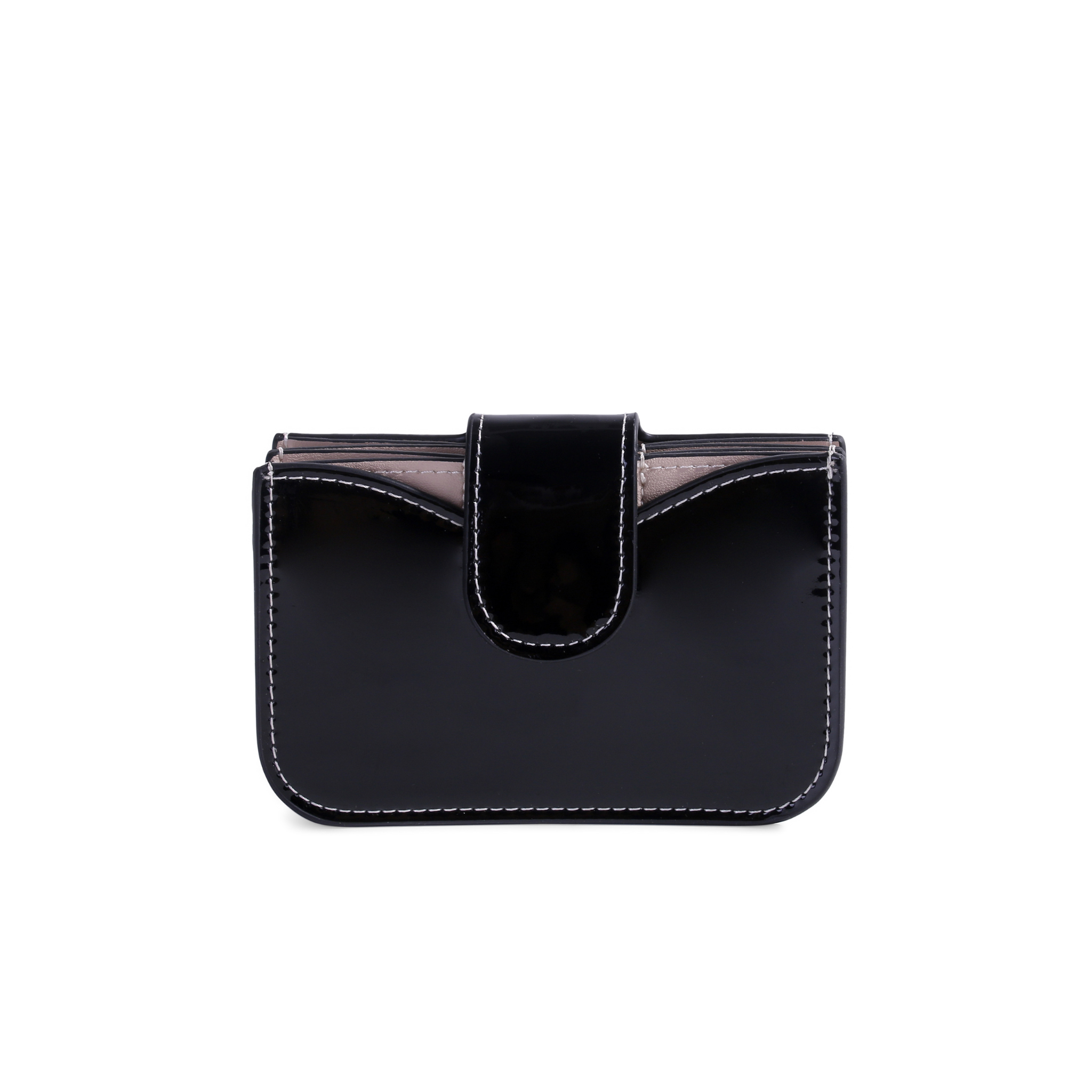 Lili Patent Leather Accordion Wallet – Black and Light Purple