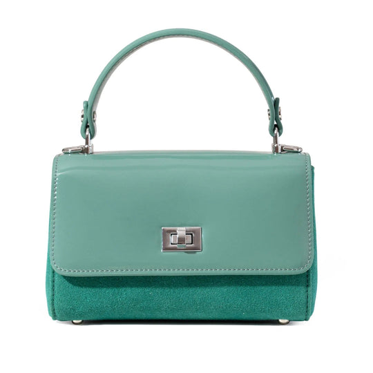 Mint Patent Leather & Suede LILI Top Handle Bag - JURGI Designs