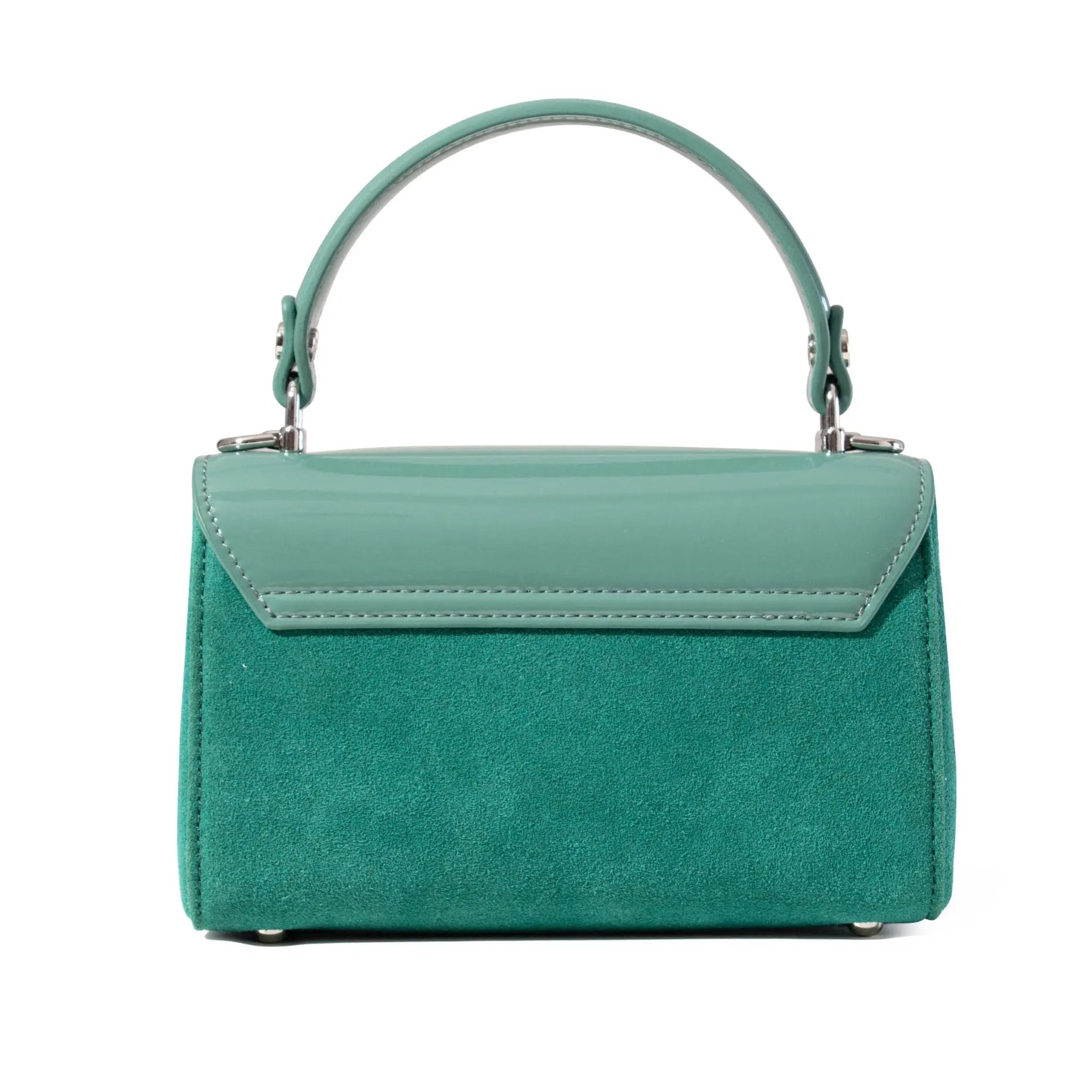 Mint handbag with a white background