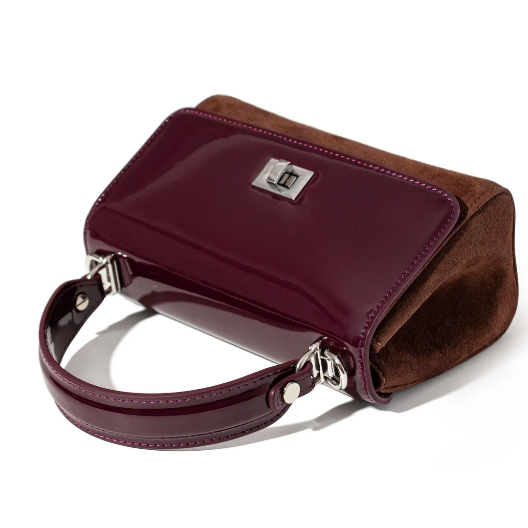 Mulberry Patent Leather & Brown  Suede LILI Top Handle Bag - JURGI Designs