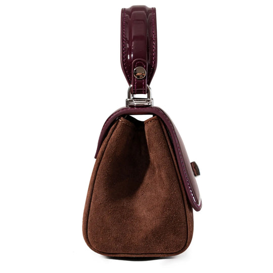 Mulberry Patent Leather & Brown  Suede LILI Top Handle Bag - JURGI Designs