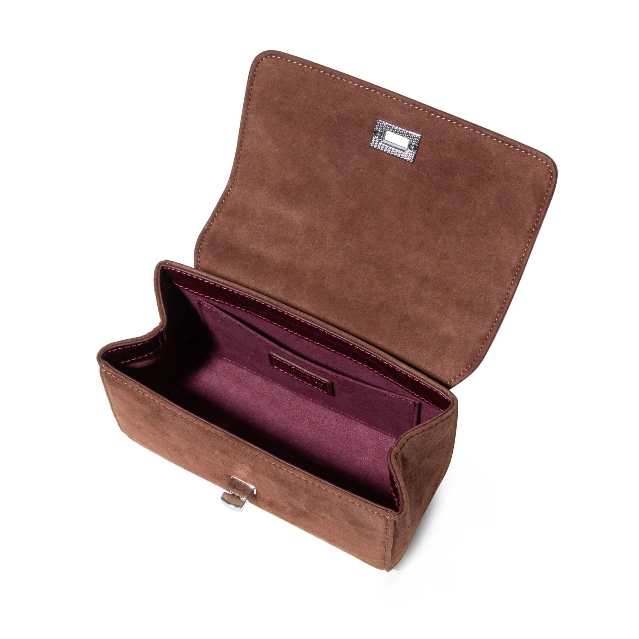 Brown leather handbag with a visible JURGI  brand logo on a white background