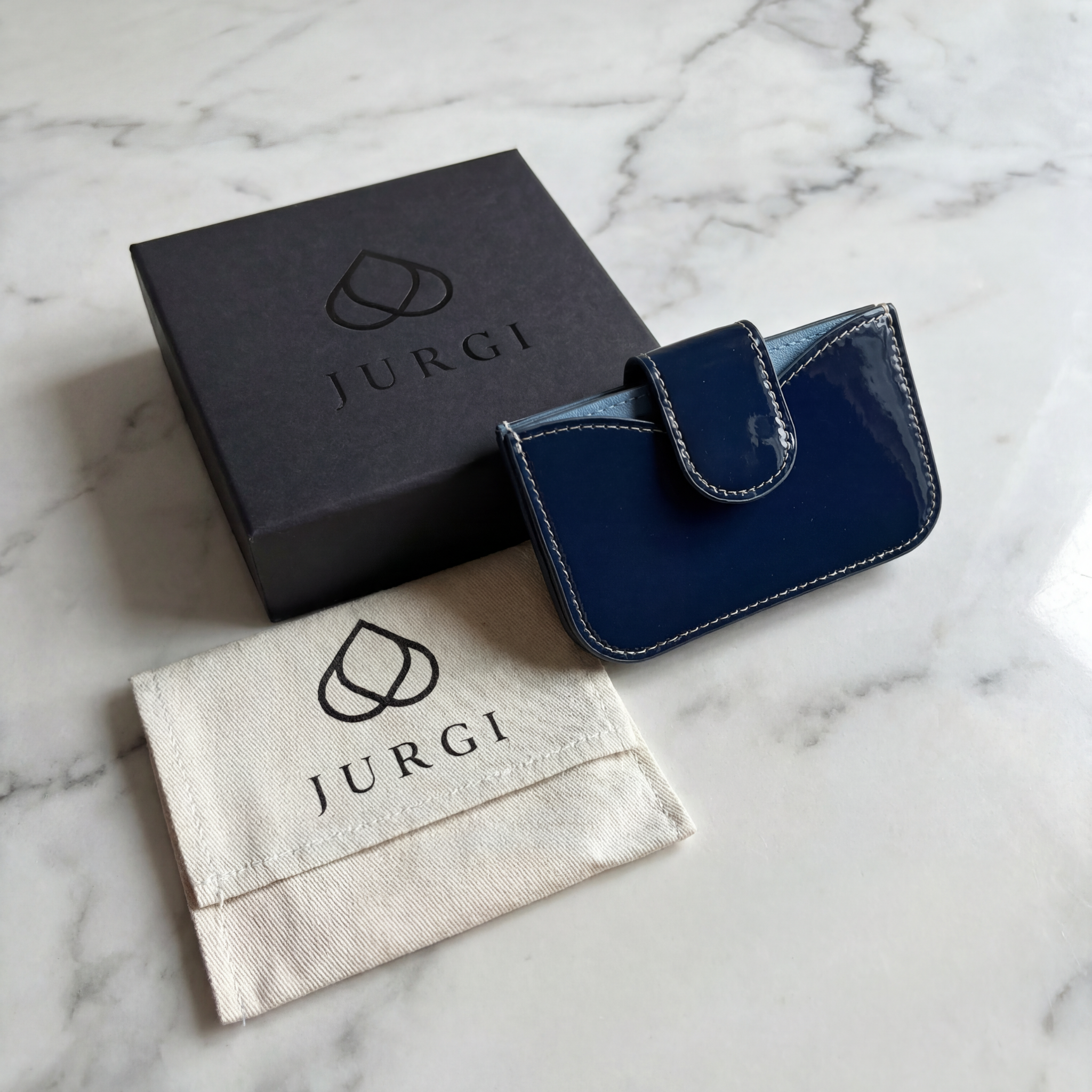 Lili Patent Leather Accordion Wallet – Navy